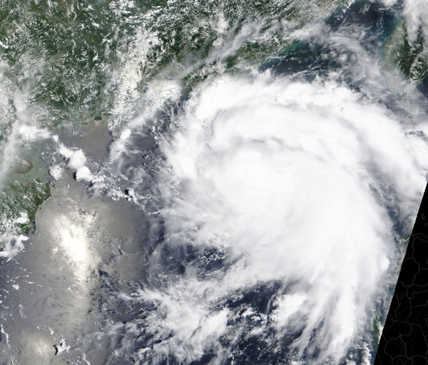 Satellite view of Typhoon Higos over the northern South China Sea